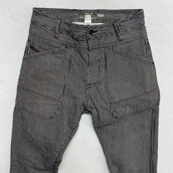 VINTAGE DIESEL Denim Pants Unisex 27 Black White Utility Achemy Reaction Y2K - Picture 2 of 12